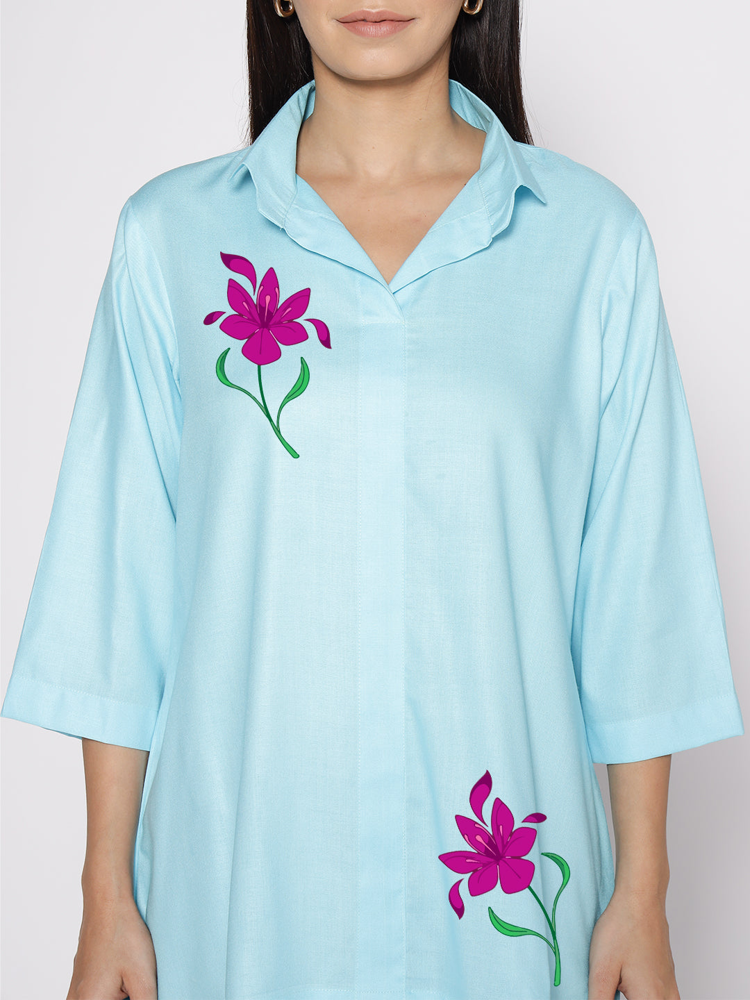 Skyblue Rayon ShirtTop - Frezya