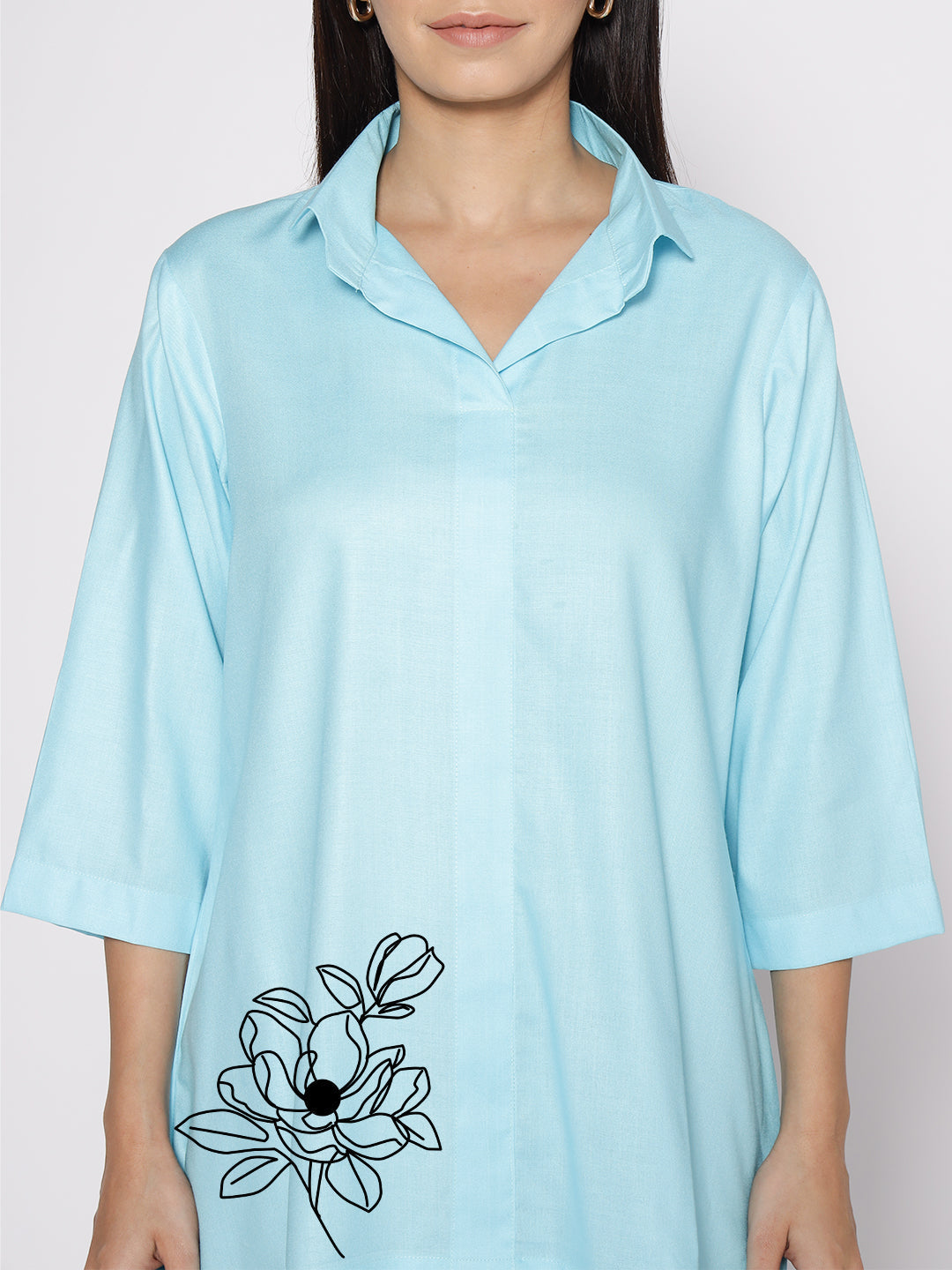 Skyblue Rayon ShirtTop - Kamelya