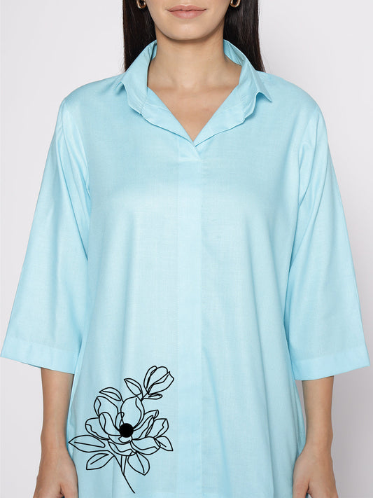 Skyblue Rayon ShirtTop - Kamelya