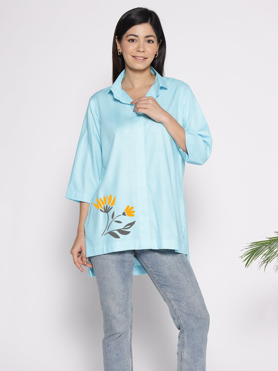 Skyblue Rayon ShirtTop - Sardunyevi