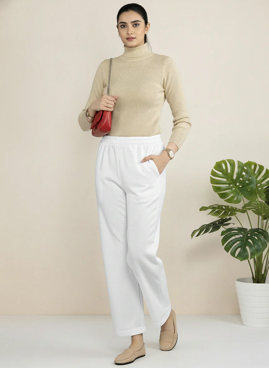 White Fleece Palazzo