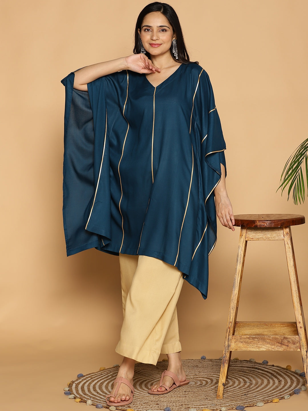 Teal Festive Kaftan Kurta - Laet