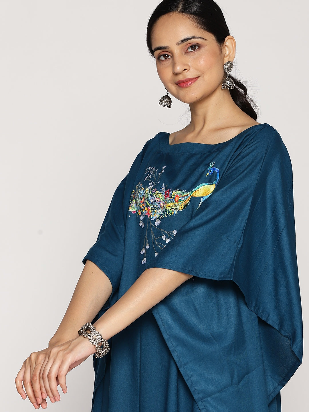 Teal Kaftan Kurta - Morni