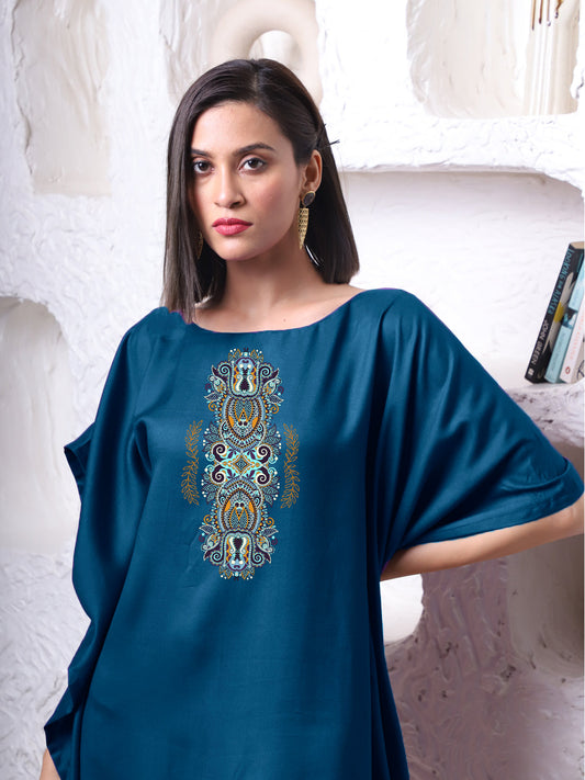 Teal Rayon Long-Kaftan - Carpenter