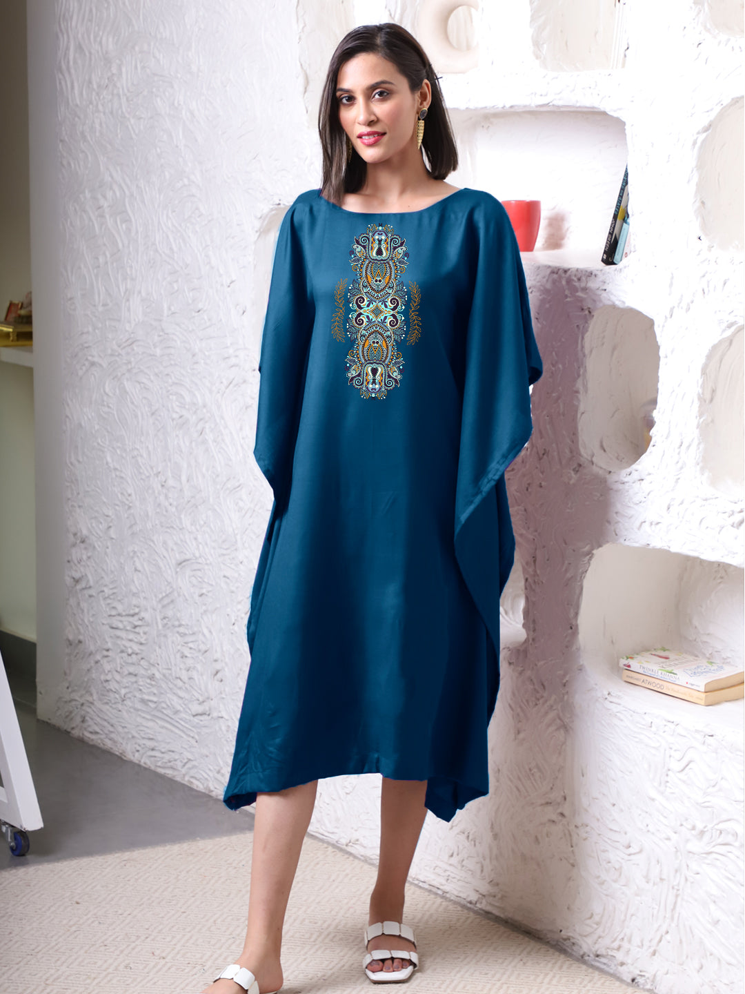 Teal Rayon Long-Kaftan - Carpenter