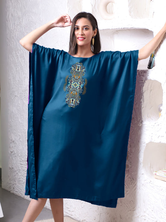 Teal Rayon Long-Kaftan - Carpenter