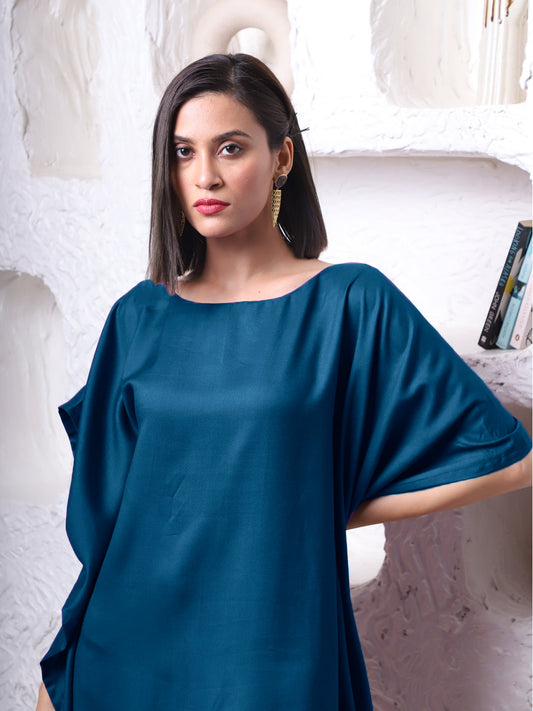Teal Rayon Long-Kaftan - Titli