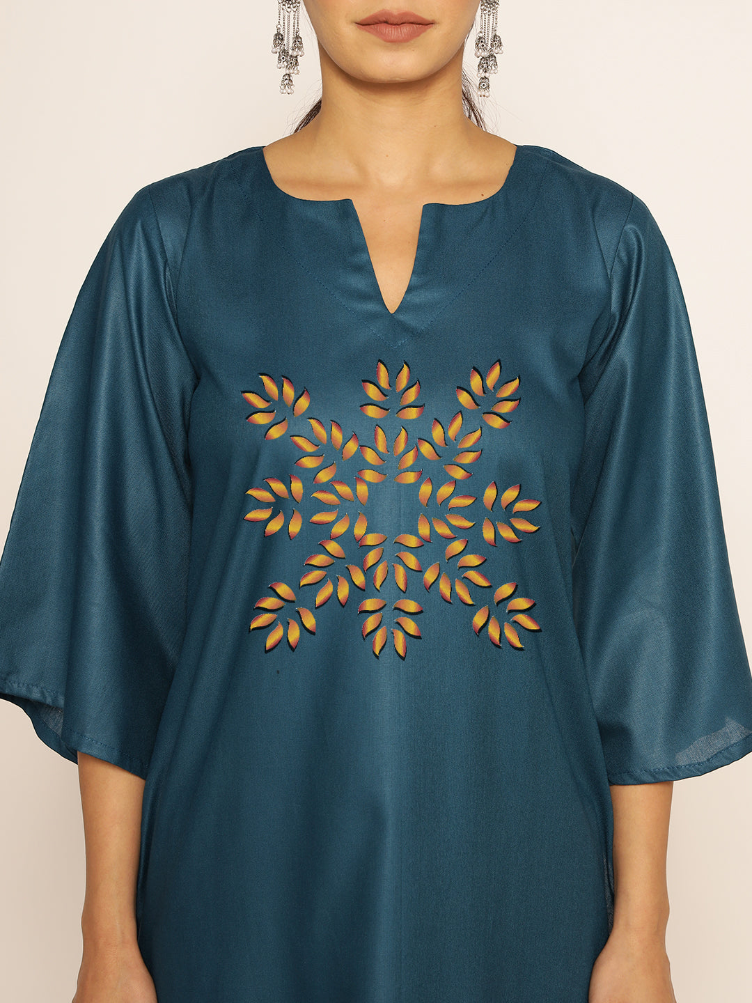 Teal Rayon LongKurta - Shanti