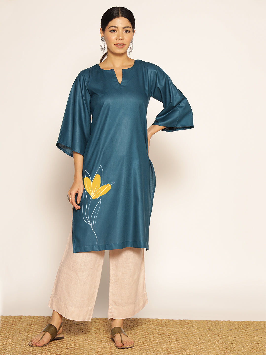 Teal Rayon LongKurta - Sukumara