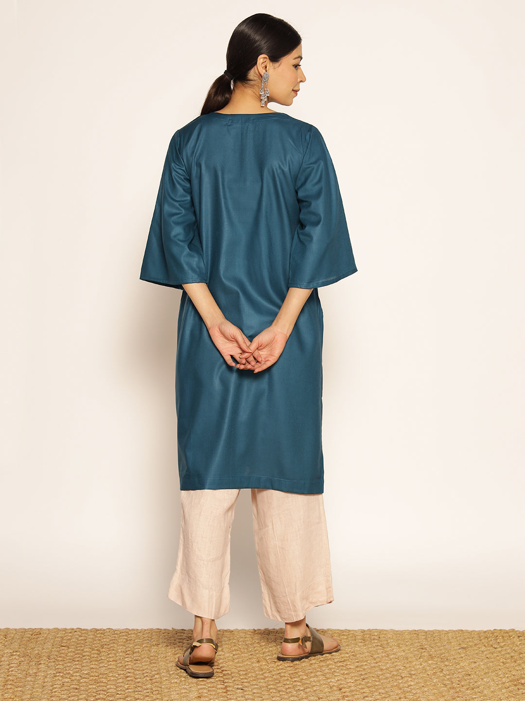 Teal Rayon LongKurta - Sukumara