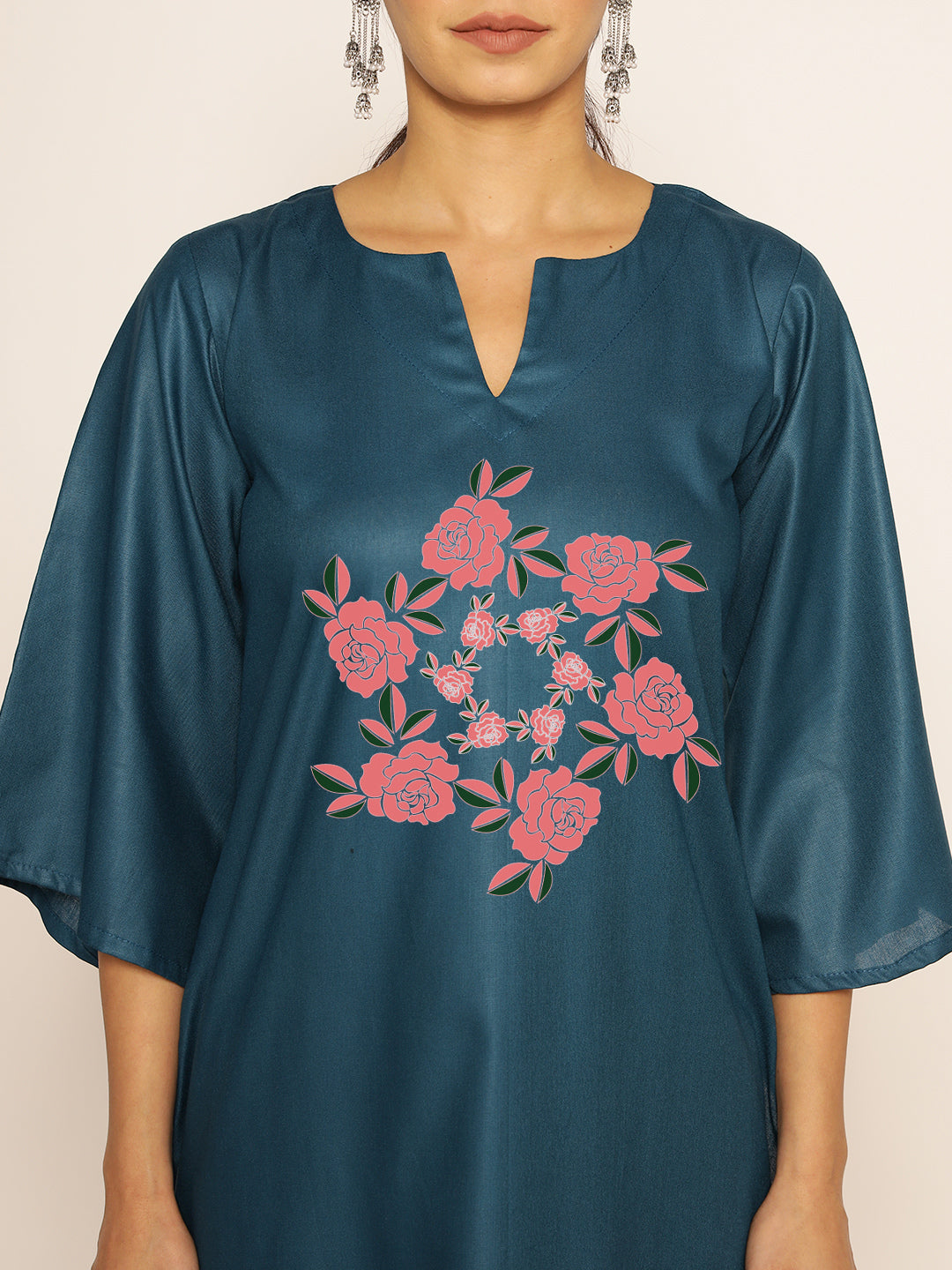 Teal Rayon LongKurta - Udaya