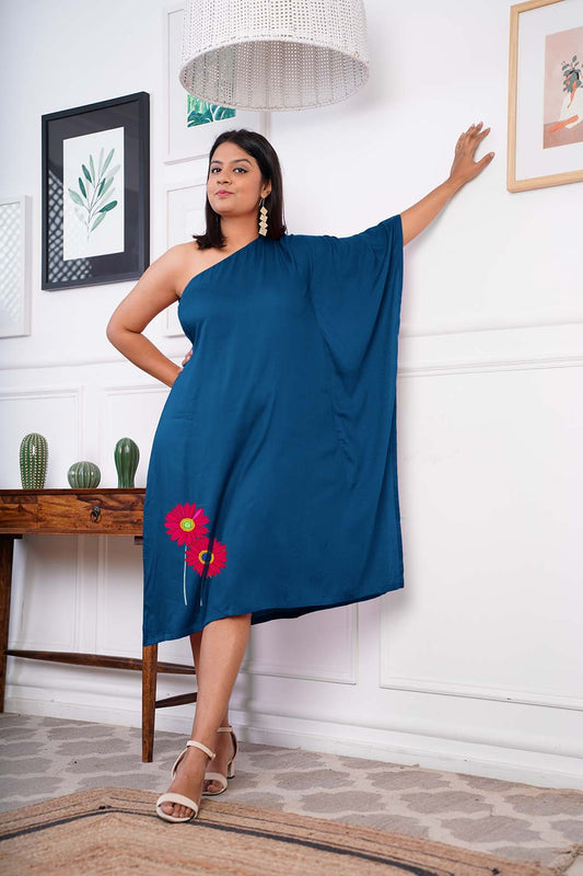 Teal Rayon OneShoulder Dress - Tealight