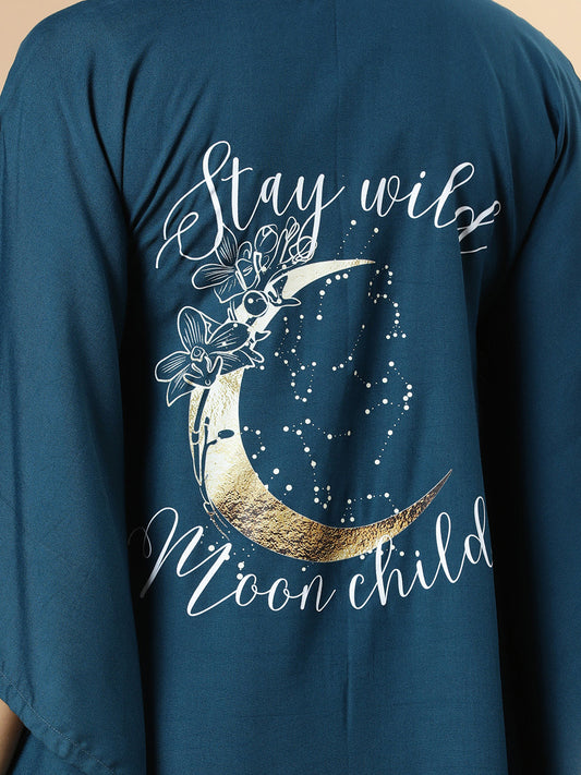 Teal Rayon Shirt-Kaftan - Moon Child