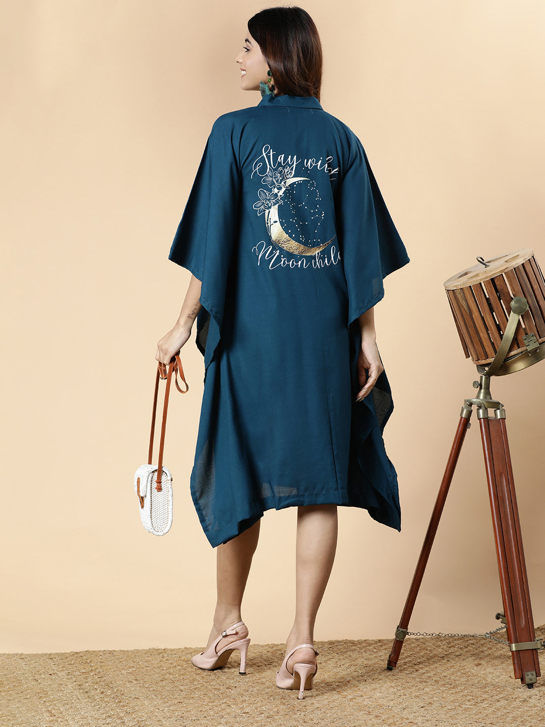 Teal Rayon Shirt-Kaftan - Moon Child