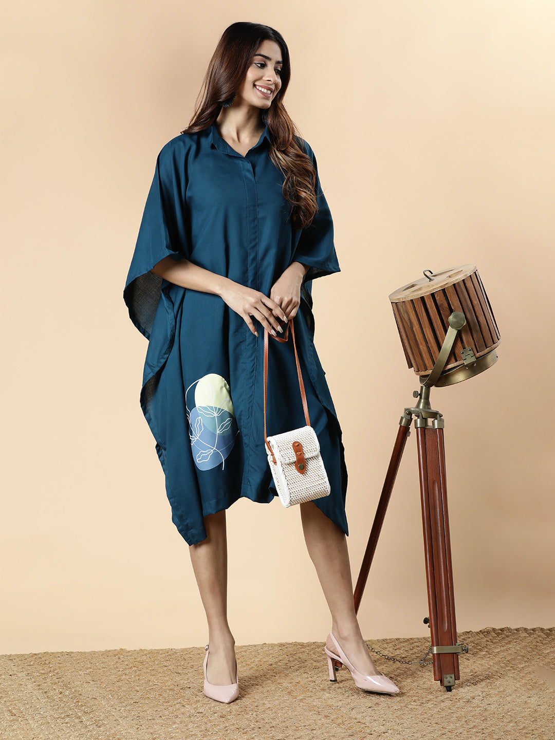 Teal Rayon Shirt-Kaftan - Vibe