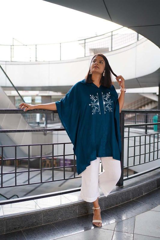 Teal Rayon ShirtKurta - ChikniChaiti
