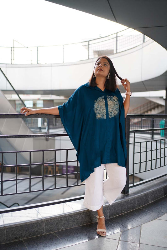 Teal Rayon ShirtKurta - TealTealTillake