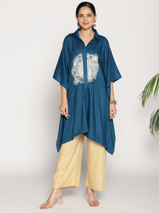 Teal Rayon ShirtKurta - TealTealTillake