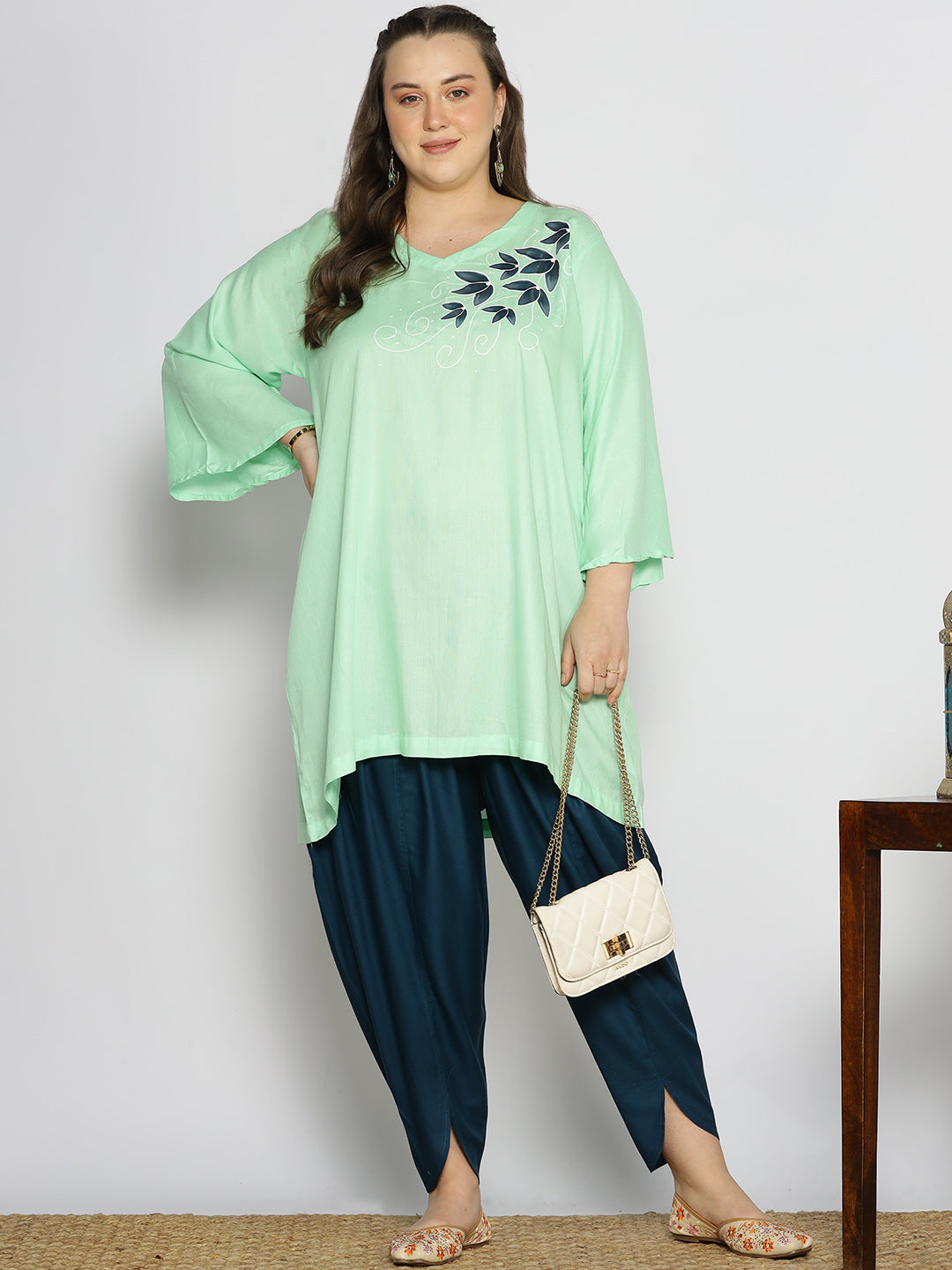 Teal Rayon Tulip Salwar