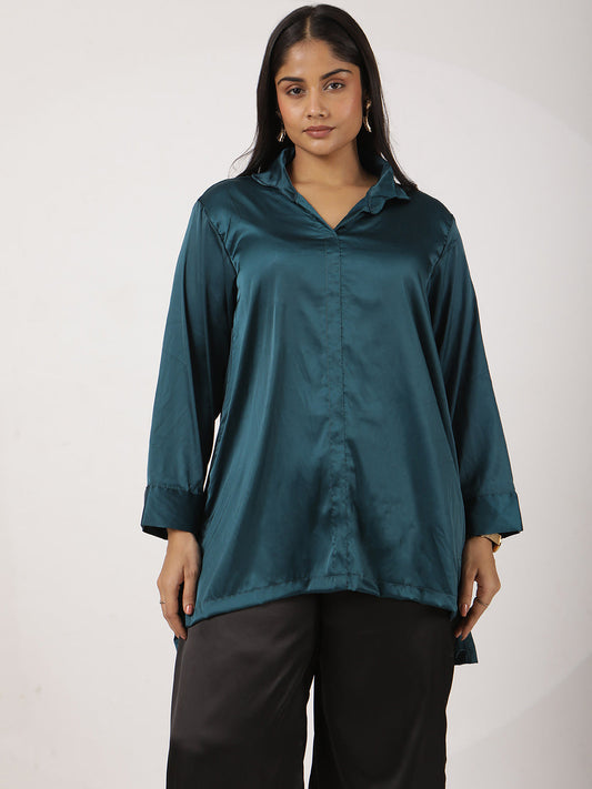 Teal Satin Shirt