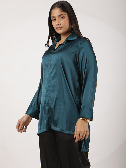 Teal Satin Shirt