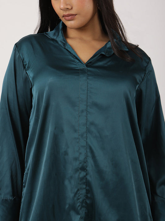 Teal Satin Shirt