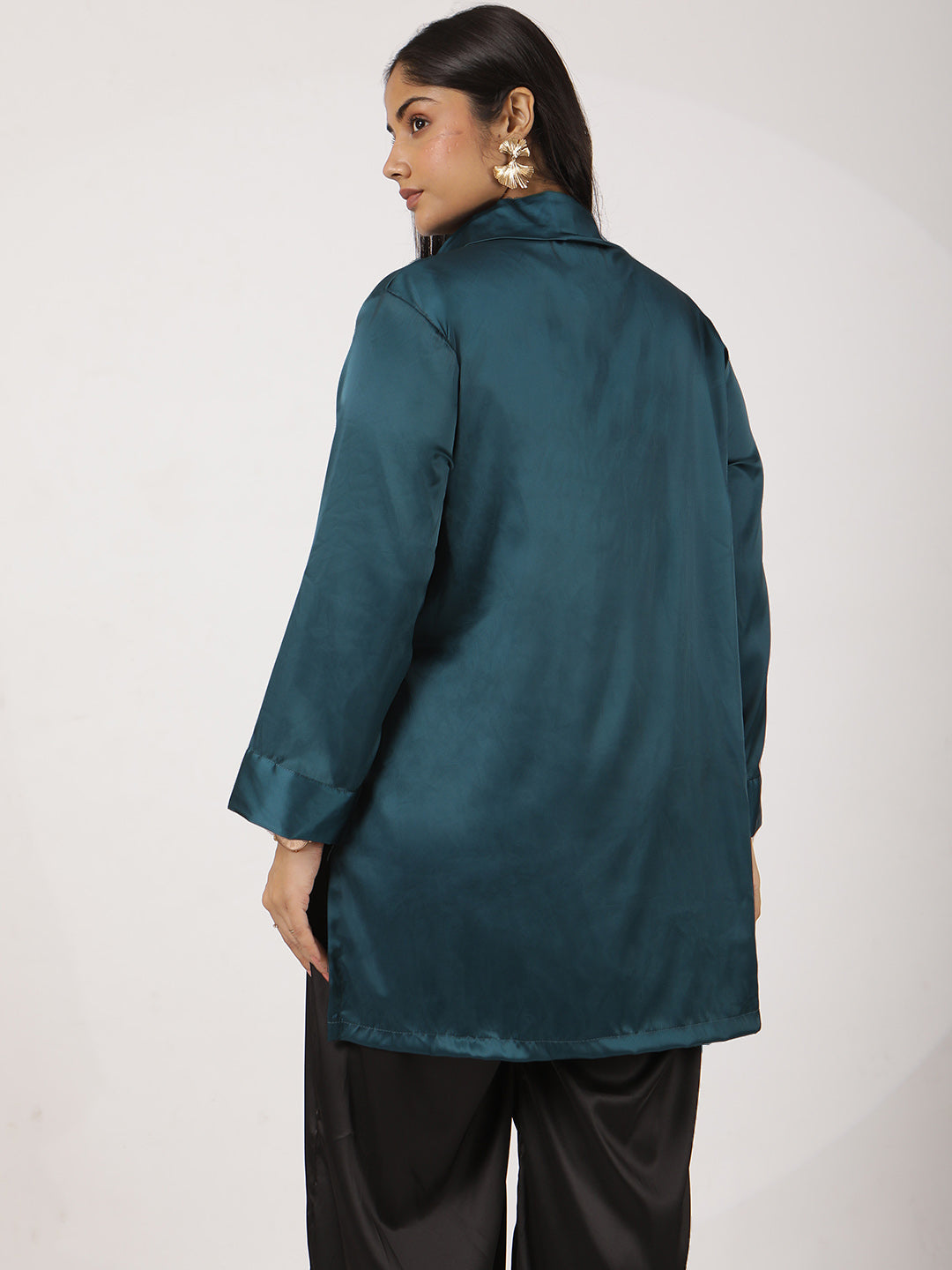 Teal Satin Shirt