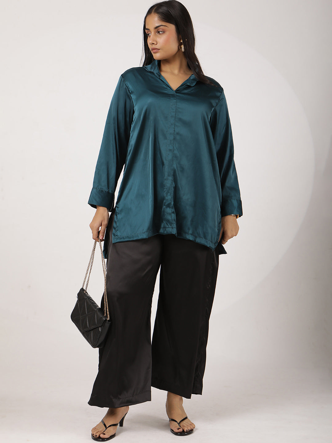Teal Satin Shirt