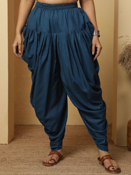 Teal Rayon Dhoti
