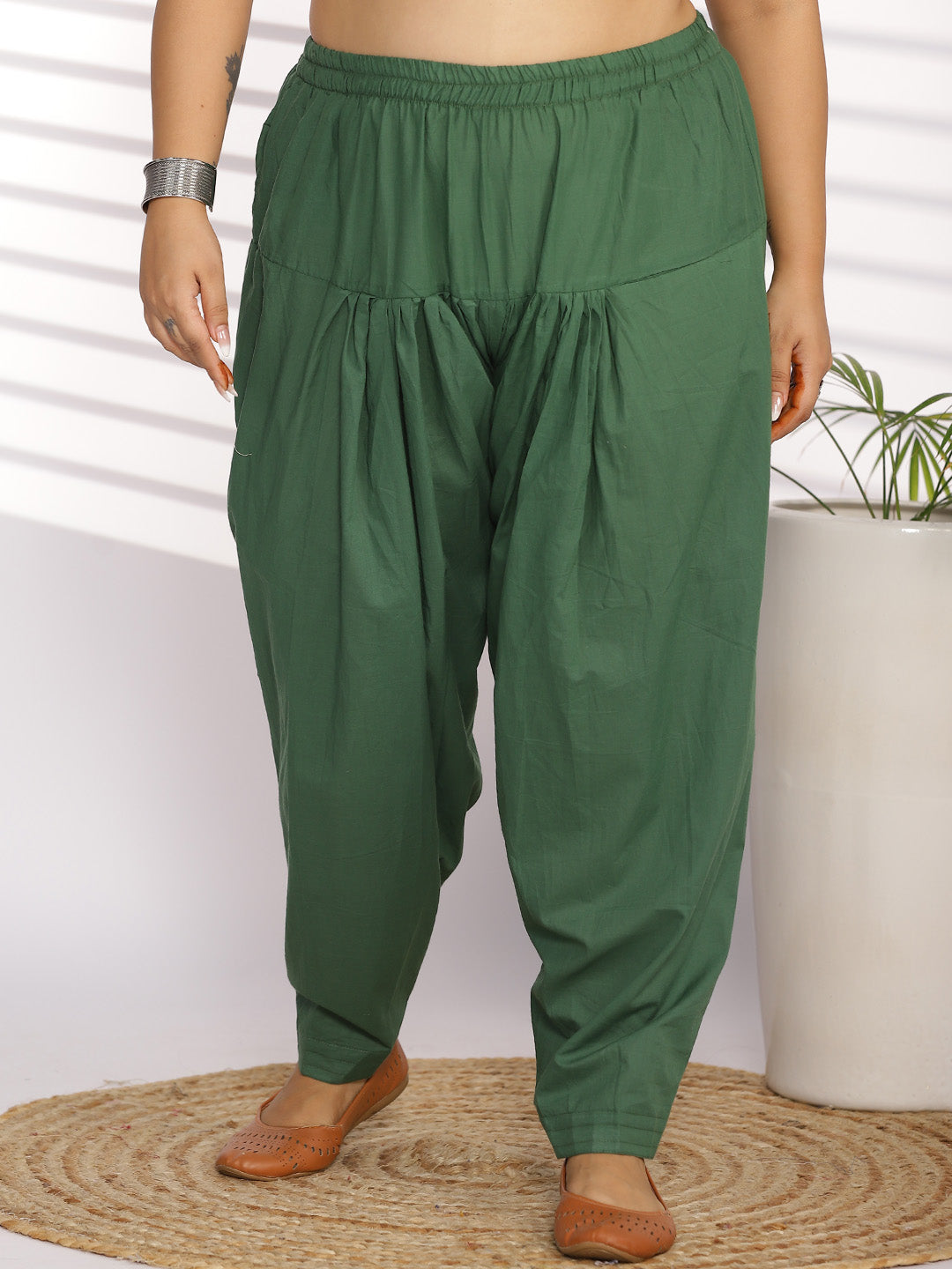 BottleGreen Cotton Straight Salwar