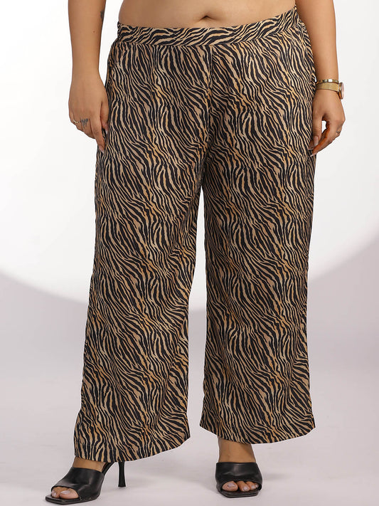 Printed Palazzo Pants - Tiger