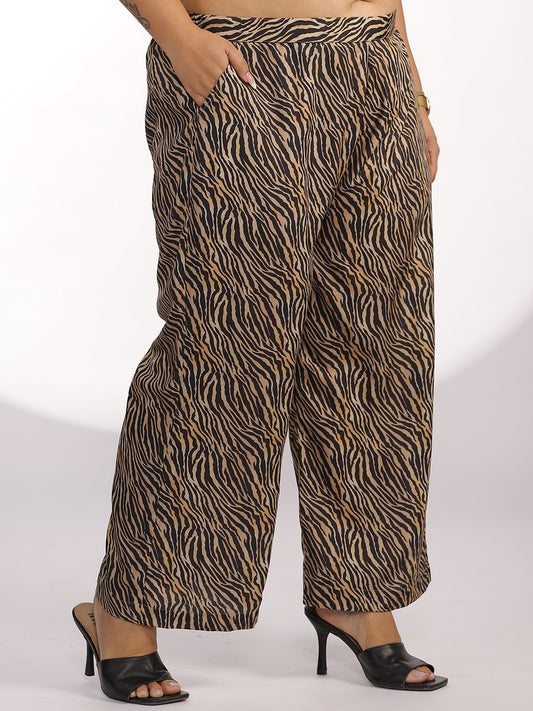 Printed Palazzo Pants - Tiger