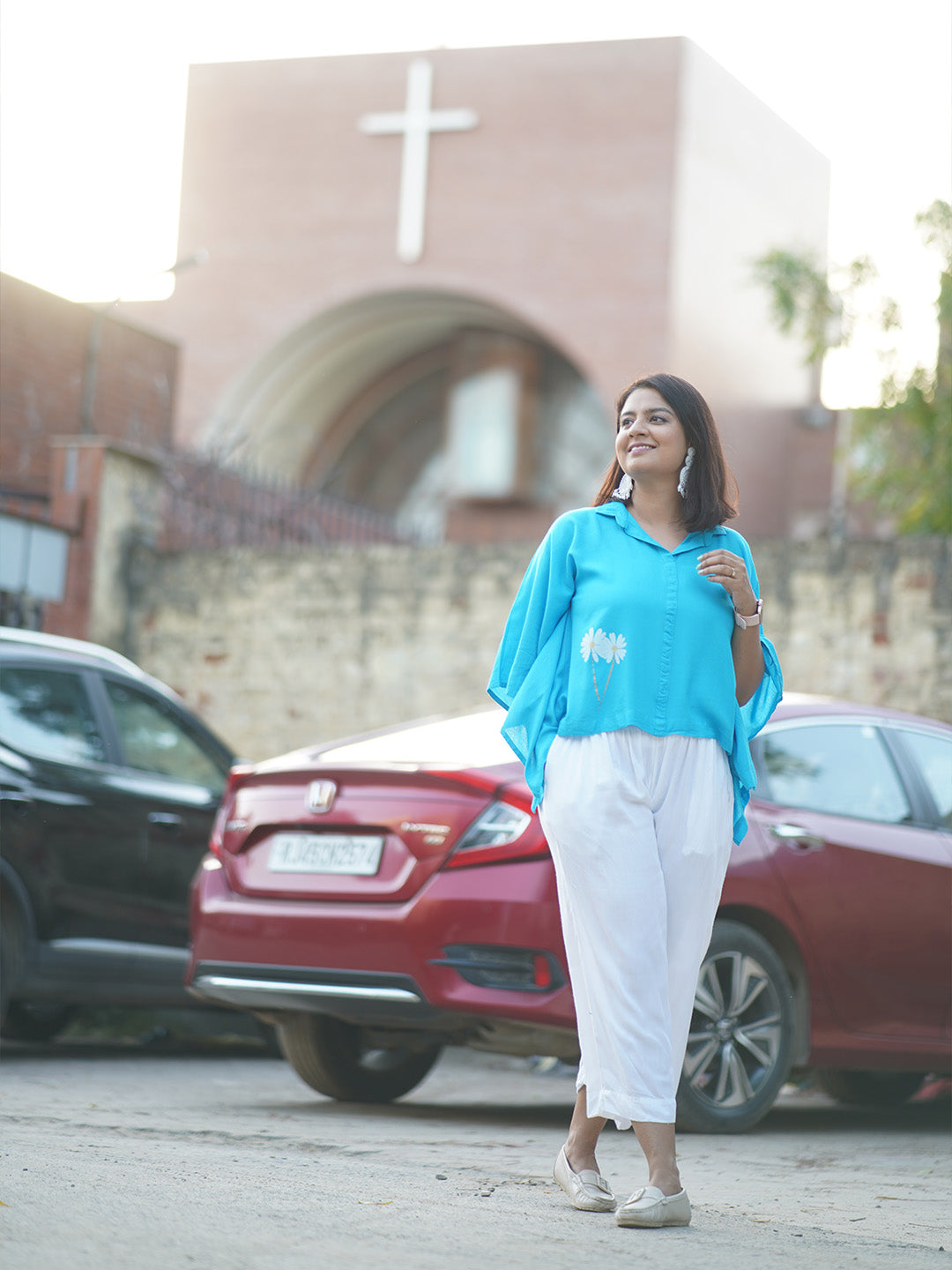 Turquoise Kaftan Top - Daisy