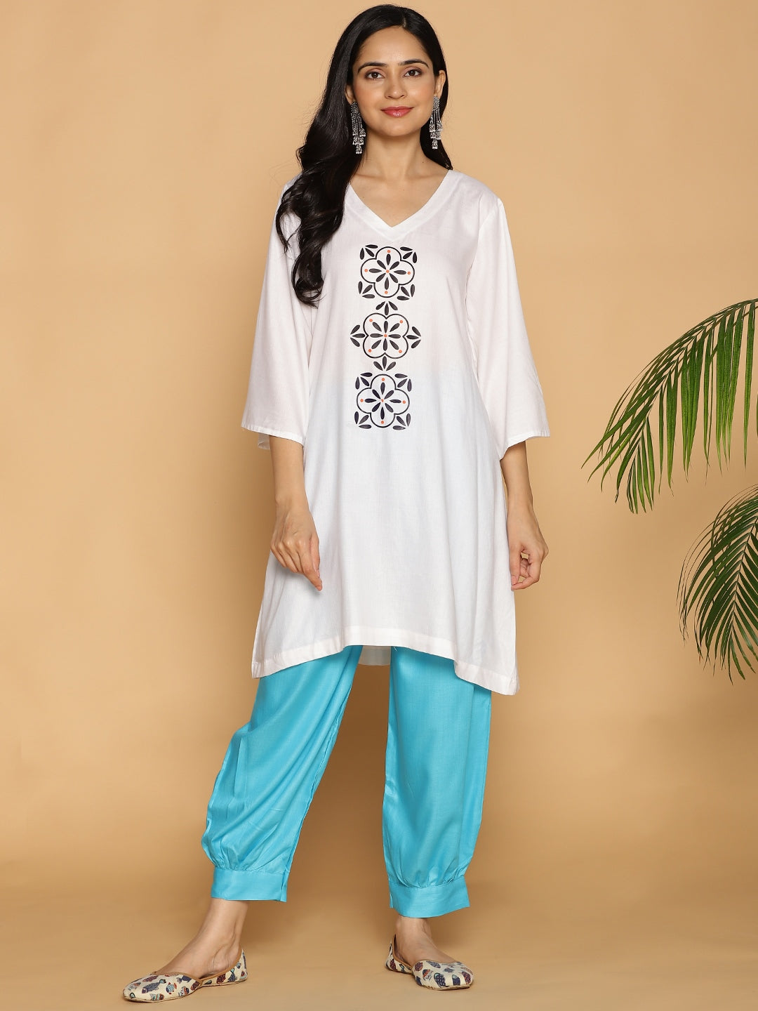 Turquoise Rayon AfghaniSalwar