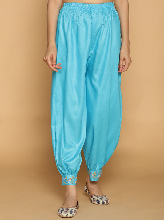 Turquoise Rayon Afghani Salwar - Baqat