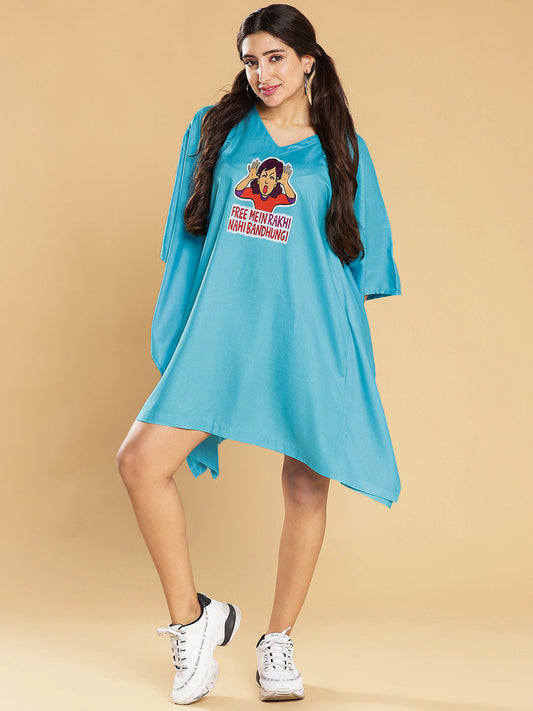 Turquoise Rayon Kaftan - Chugli kare?