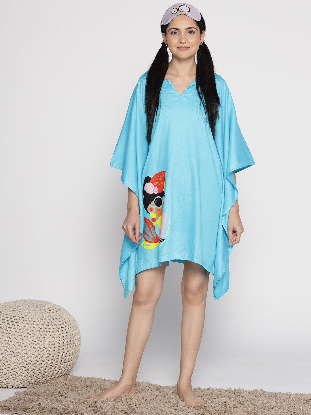 Turquoise Rayon Kaftan - No MANCHES