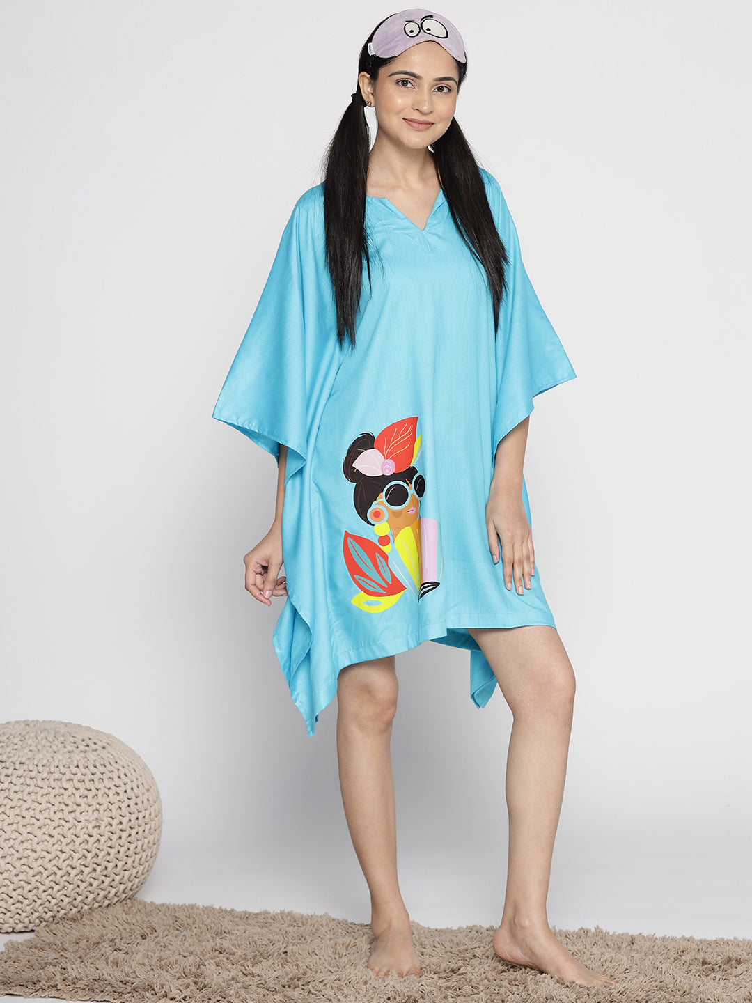 Turquoise Rayon Kaftan - No MANCHES