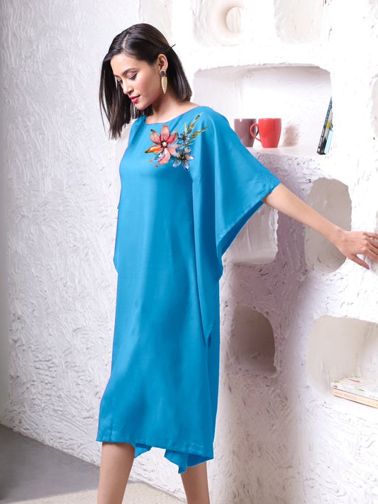 Turquoise Rayon Long-Kaftan - FnF