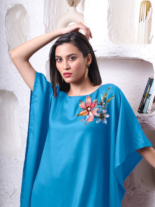 Turquoise Rayon Long-Kaftan - FnF