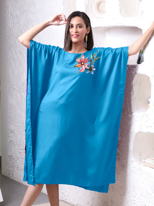 Turquoise Rayon Long-Kaftan - FnF