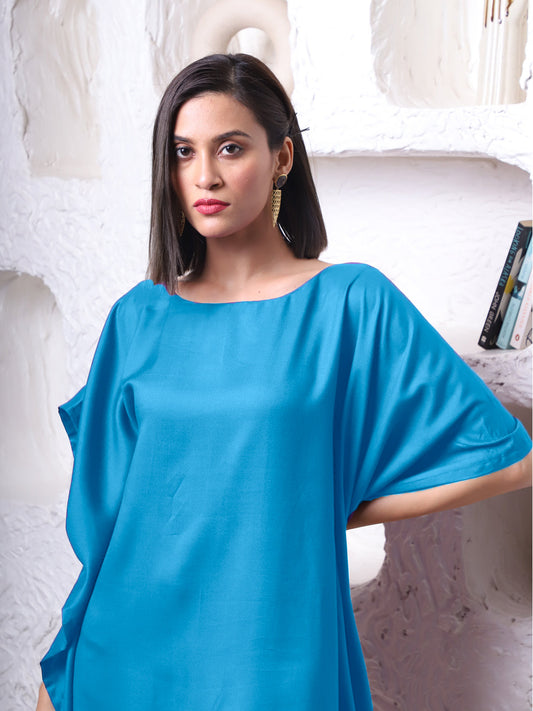 Turquoise Rayon Long-Kaftan - Titili
