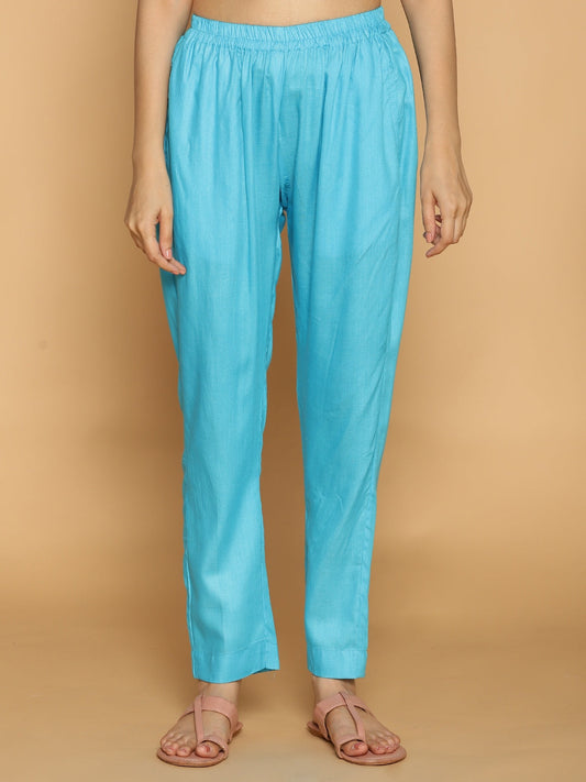 Turquoise Rayon Pants