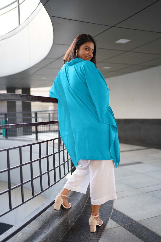 Turquoise Rayon ShirtKurta - Noor