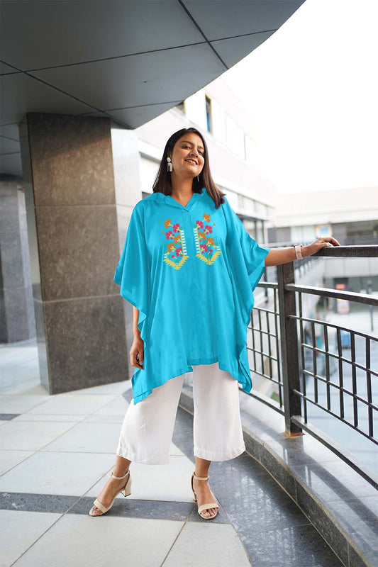 Turquoise Rayon ShirtKurta - Noor