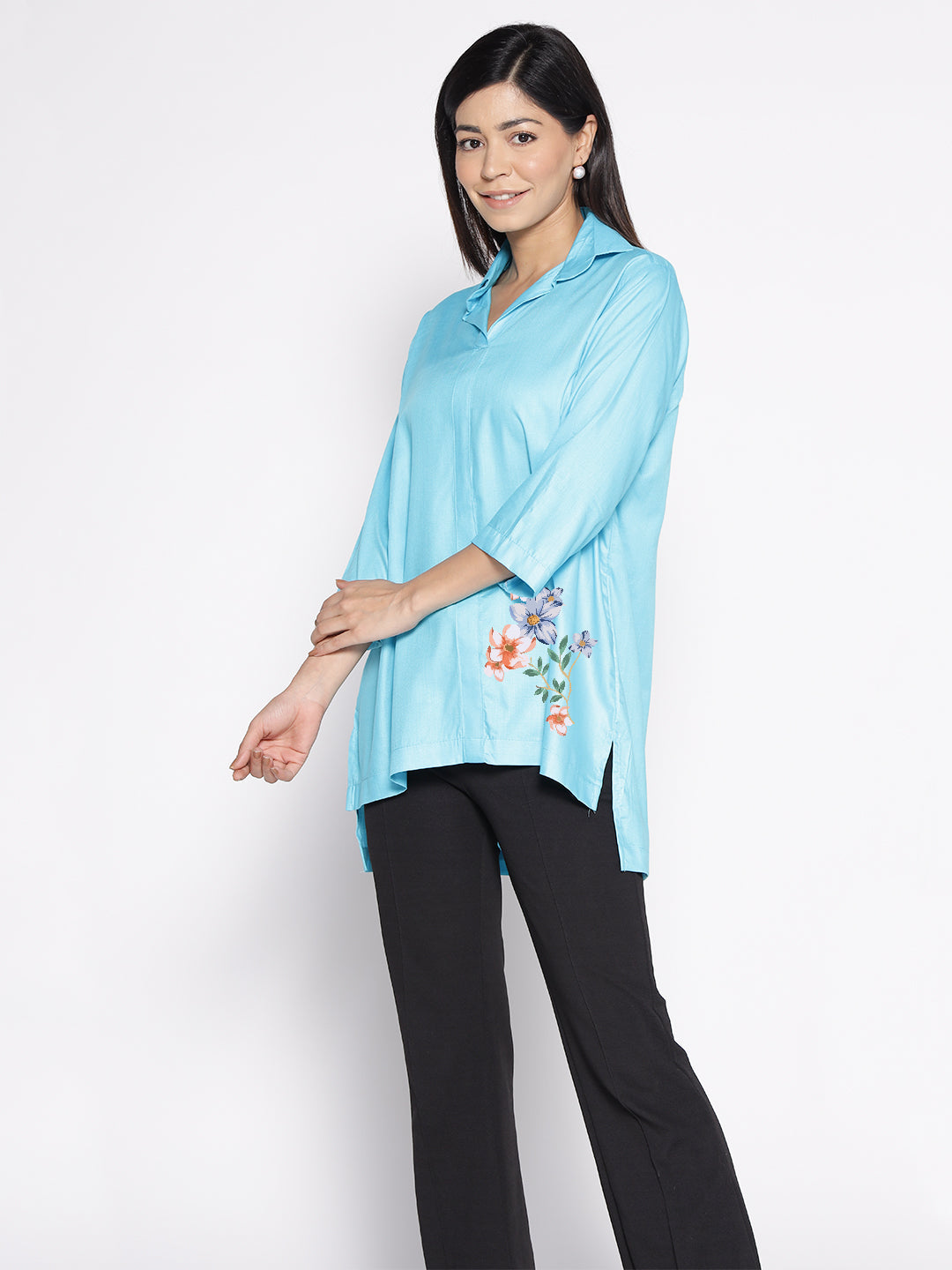 Turquoise Rayon ShirtTop - Astilbe