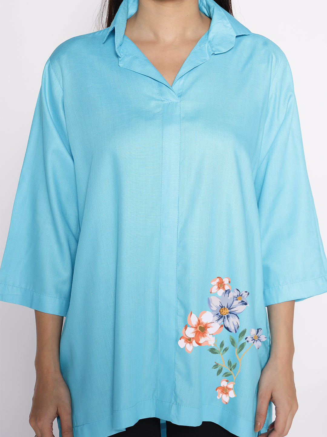 Turquoise Rayon ShirtTop - Astilbe