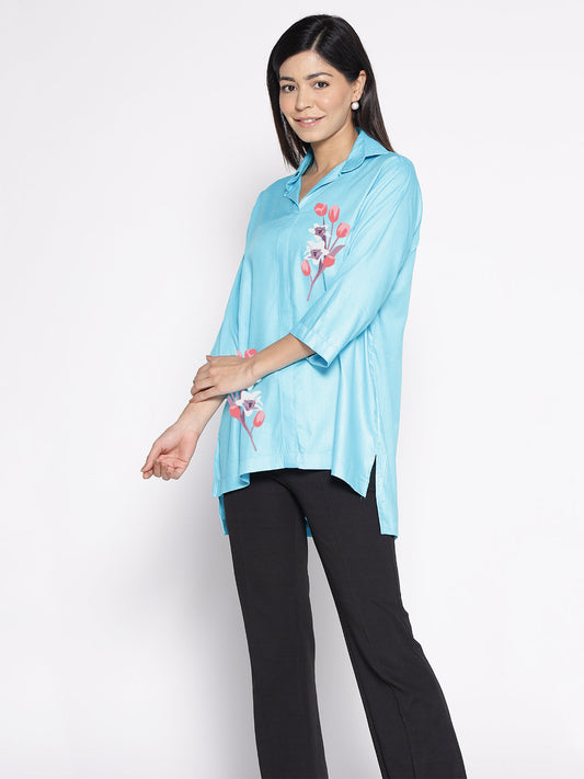 Turquoise Rayon ShirtTop - Ranunkel