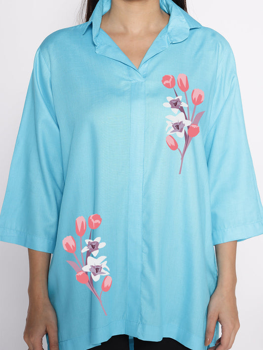 Turquoise Rayon ShirtTop - Ranunkel