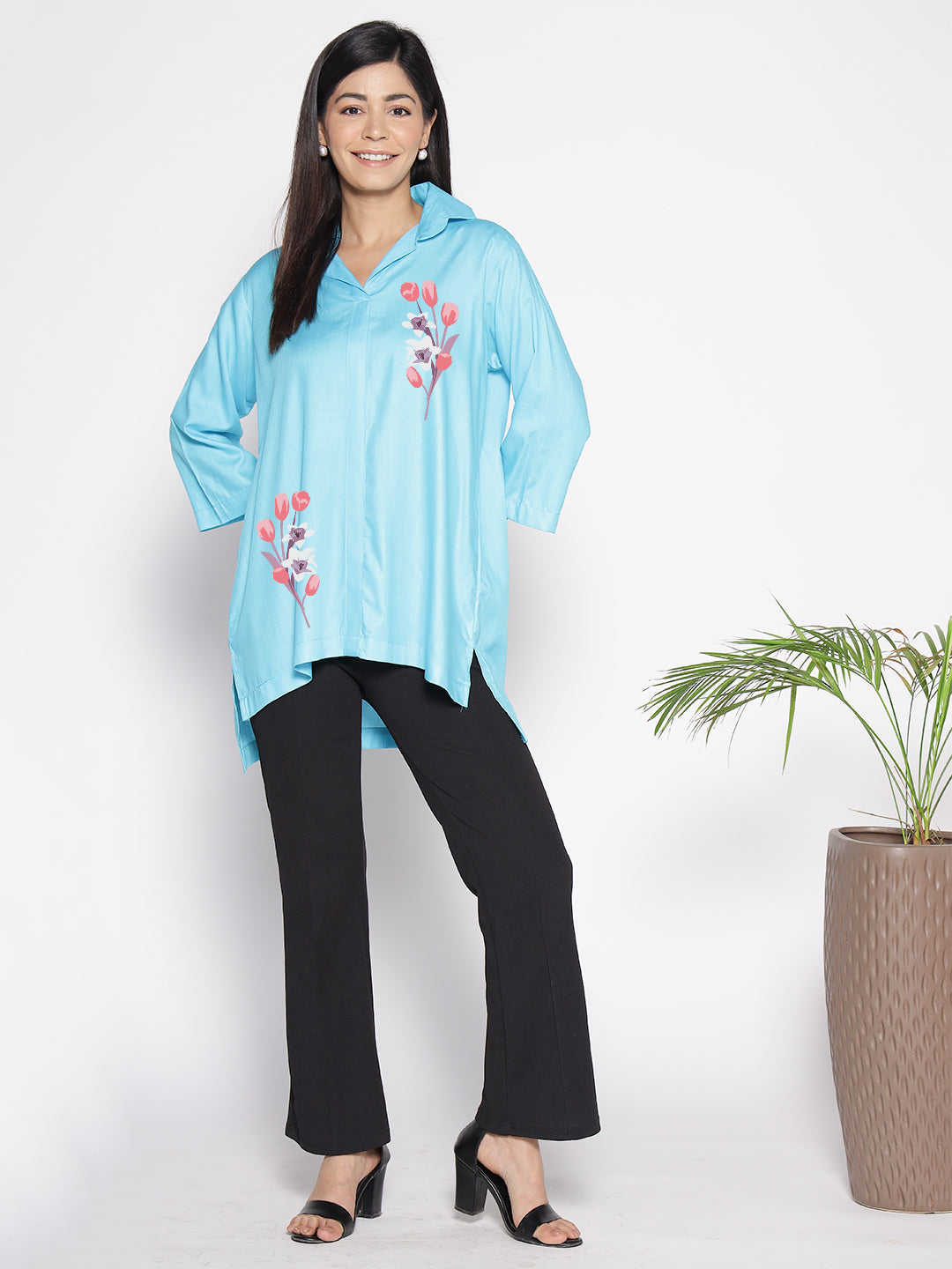 Turquoise Rayon ShirtTop - Ranunkel